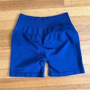 Women's High-Waist Blue Seamless Workout Shorts